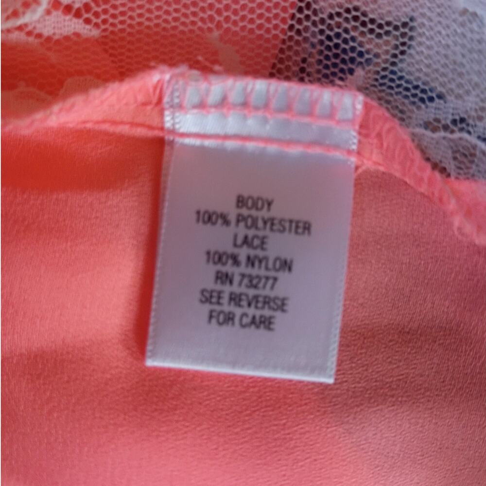 Candies Y2K Tie Front Lace Blouse Vivid Coral Orange Going Out Top Small Western - Picture 8 of 13